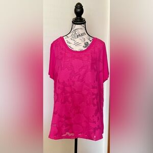 Beautiful Pink RBX Burnout Floral Dressy Tee 1X Like New